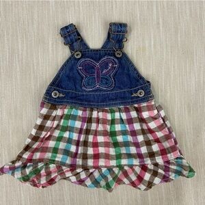 Vintage Oshkosh Plaid Butterfly Overall Dress